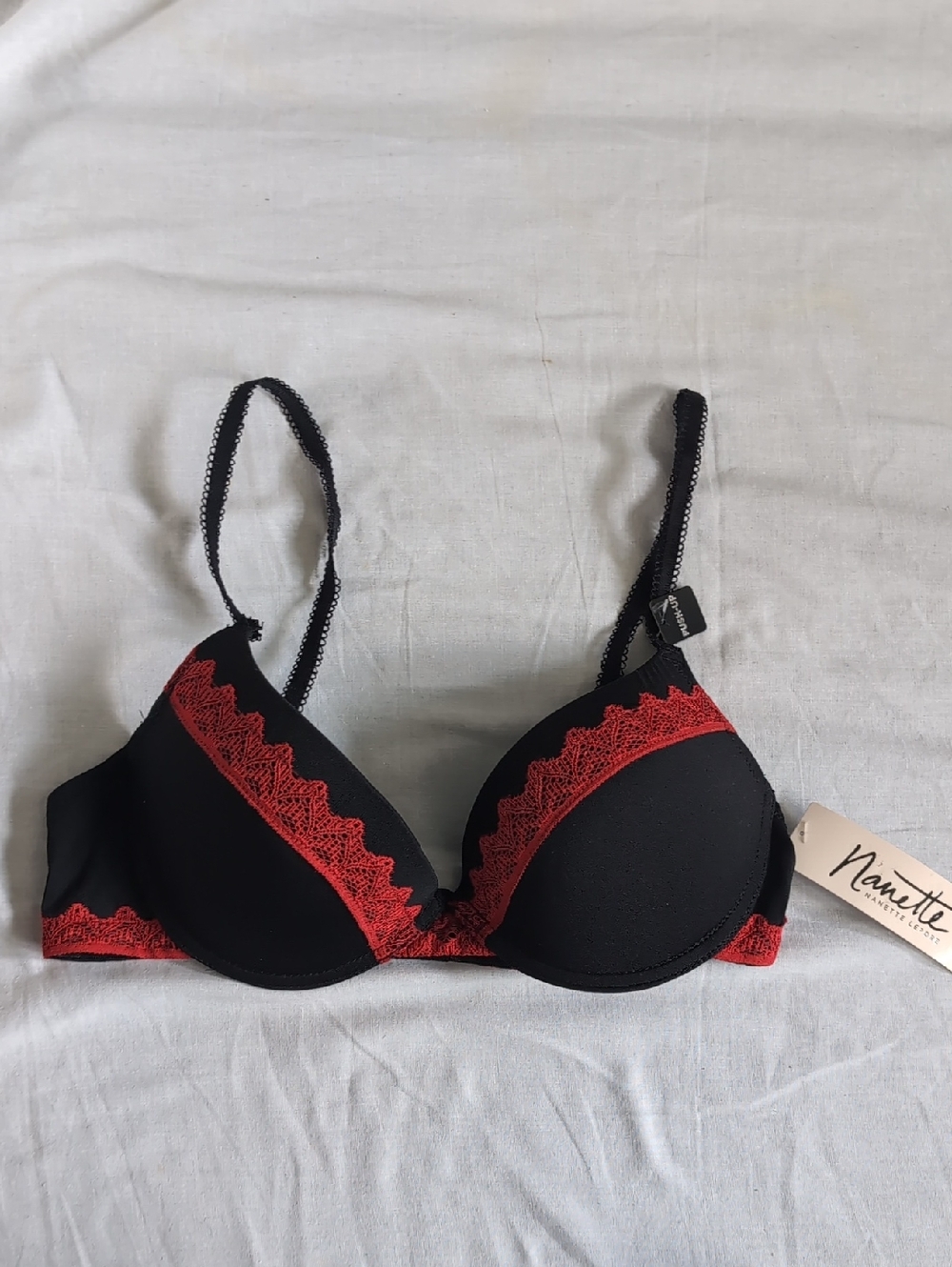Nanette Lepore Black Red Lace Push-up Bra